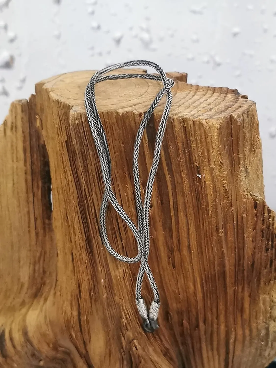 | Sterling Silver Hand Braided Necklace, Silver Chain Necklace, Man Silver Chain, Oxidized Twisted Necklace