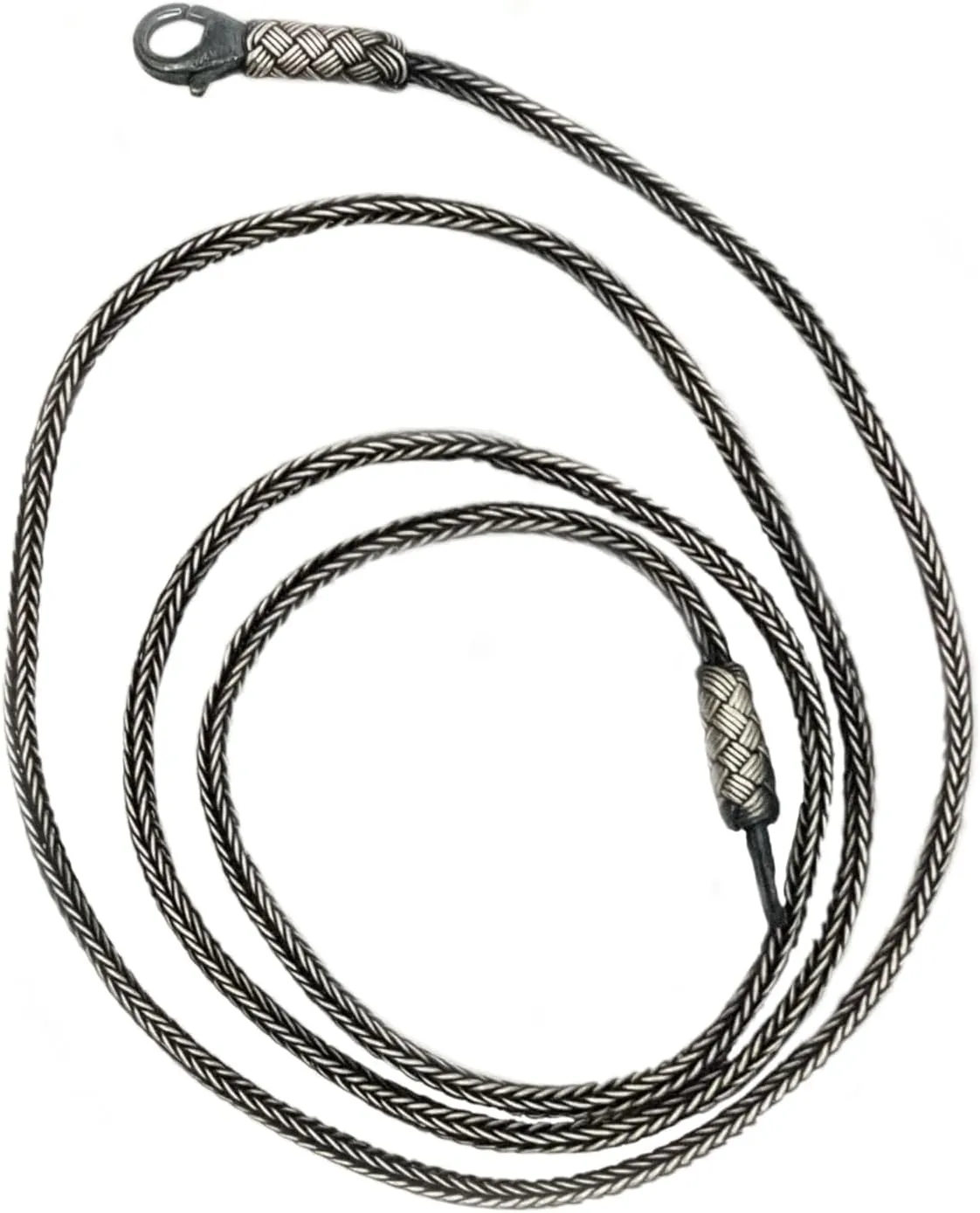 | Sterling Silver Hand Braided Necklace, Silver Chain Necklace, Man Silver Chain, Oxidized Twisted Necklace