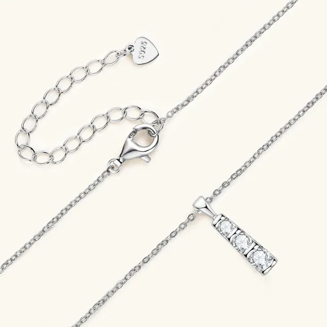 0.5mm 3 stone Moissanite Diamond Pendant Silver Necklace