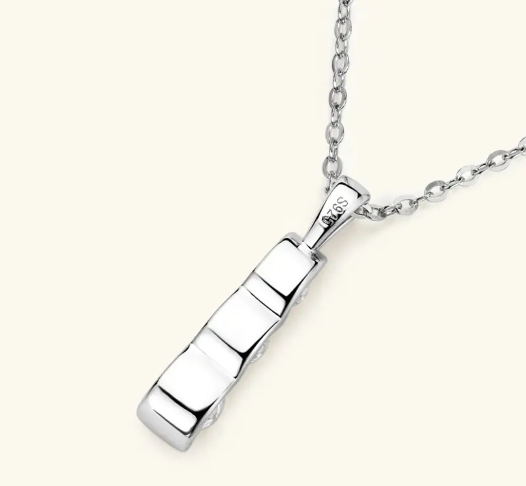 0.5mm 3 stone Moissanite Diamond Pendant Silver Necklace
