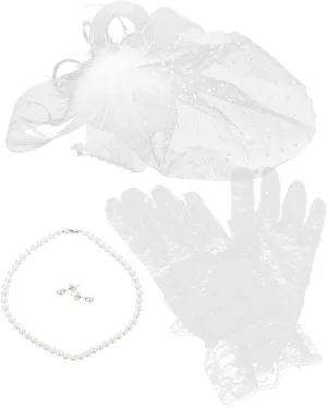 1 Set Mesh Headband Set Hair Accessory for Girls Costume Earrings Wedding Decor Trim Vintage
