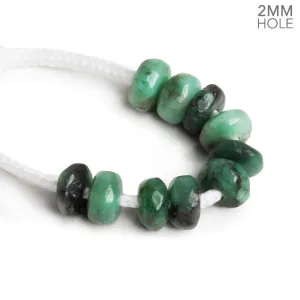 10-11mm Emerald 2mm Large Hole Rondelles 10 Beads