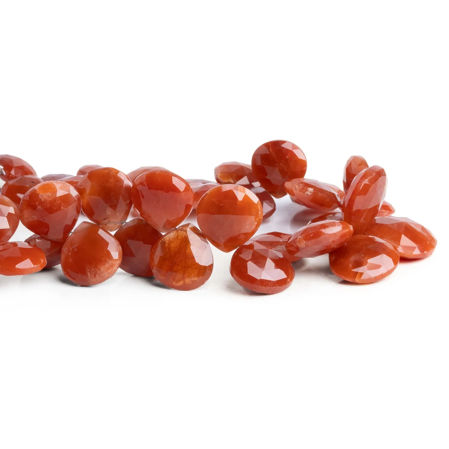 10-17mm Ferrous Quartz Faceted Hearts 7.5 inch 32 beads