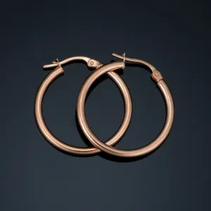 10k Rose Gold Polished Hoop Earrings (2x20 mm)