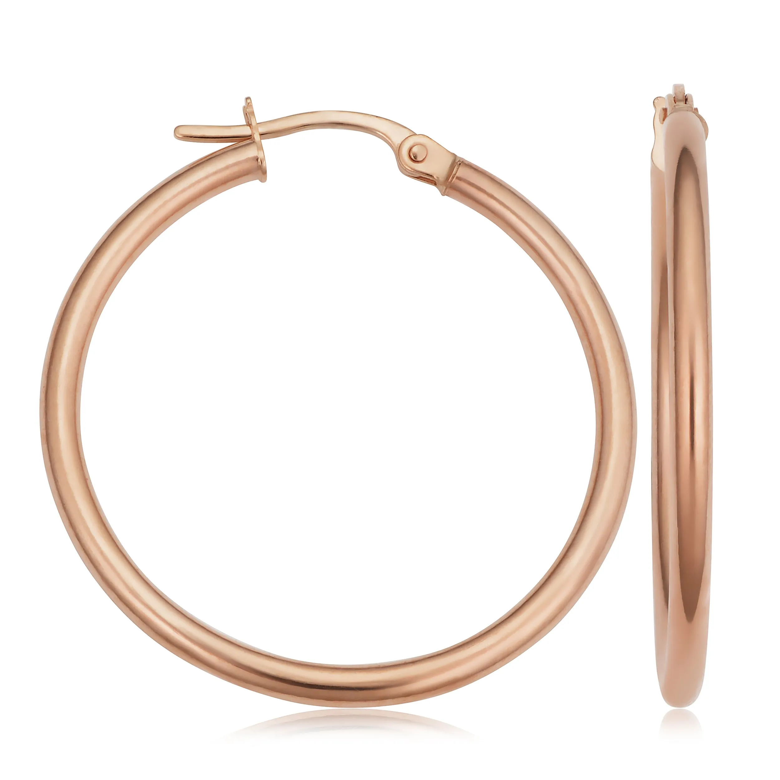 10k Rose Gold Polished Hoop Earrings (2x20 mm)