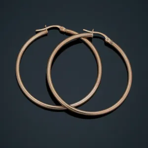 10k Rose Gold Polished Hoop Earrings (2x35 mm)