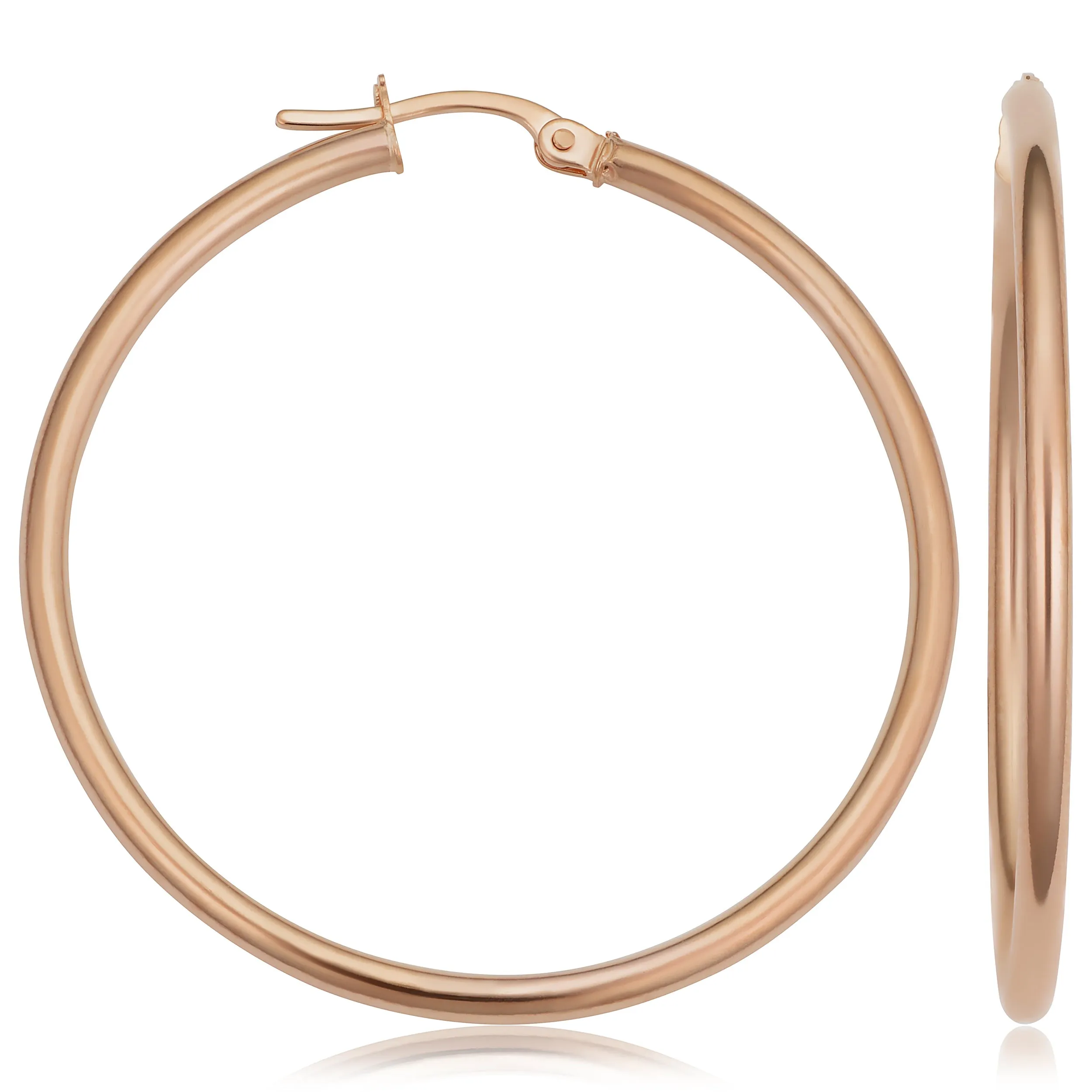 10k Rose Gold Polished Hoop Earrings (2x35 mm)