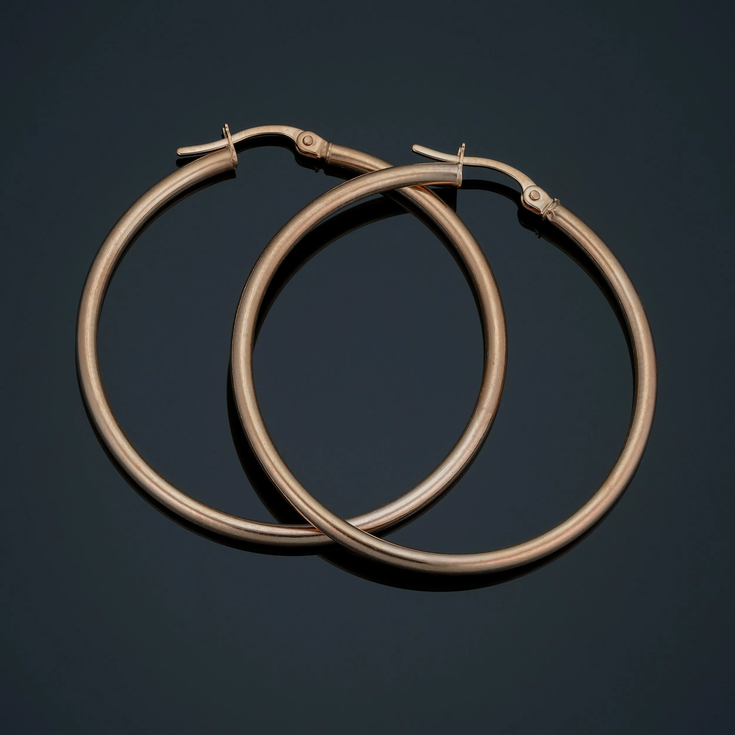 10k Rose Gold Polished Hoop Earrings (2x35 mm)