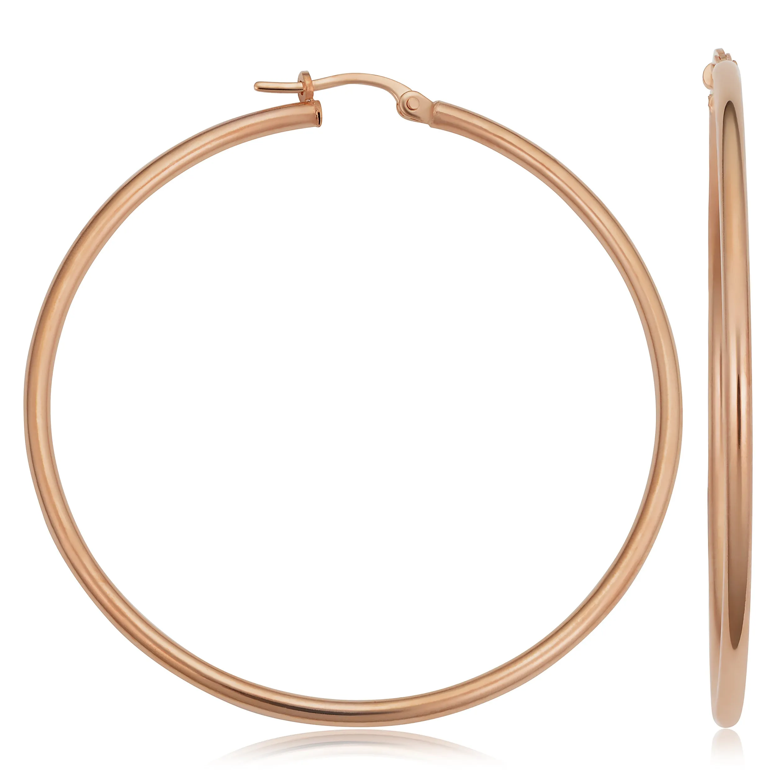 10k Rose Gold Polished Hoop Earrings (2x45 mm)