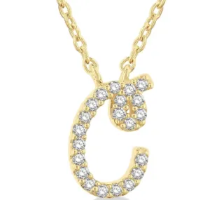 10K Yellow Gold Diamond Initial "C" Necklace, 0.05 Carat TW