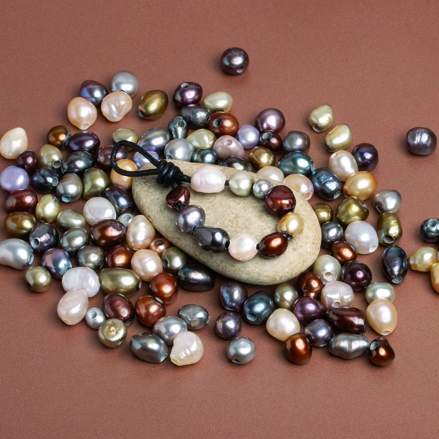 10x8mm Multicolor Large Hole Multishape Pearls 10 Beads