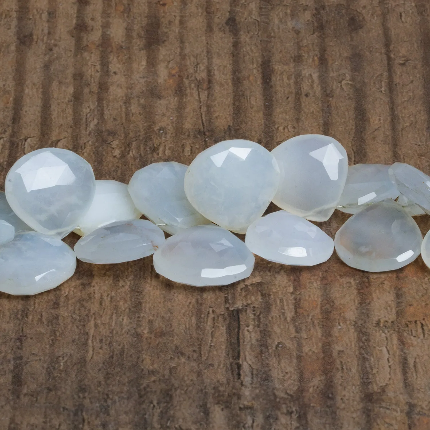 11-20mm Turkish Chalcedony Faceted Hearts 8 inch 31 beads