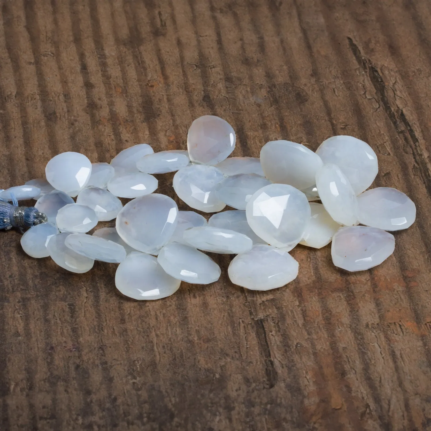 11-20mm Turkish Chalcedony Faceted Hearts 8 inch 31 beads
