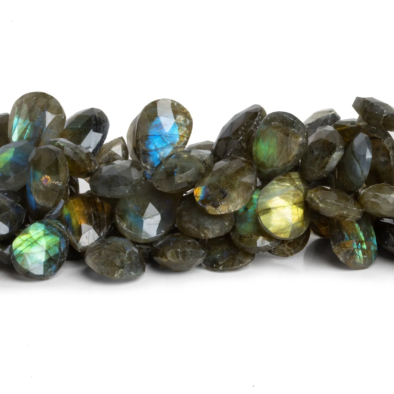 12-15mm Labradorite Faceted Pears 8 inch 28 beads