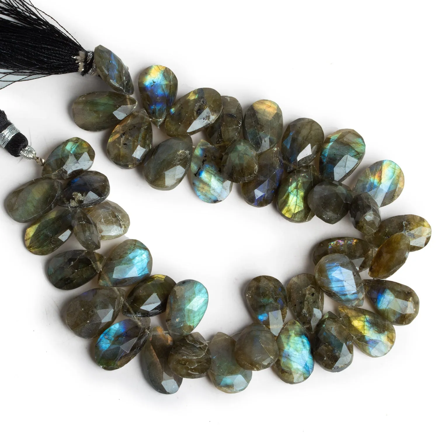 12-15mm Labradorite Faceted Pears 8 inch 28 beads
