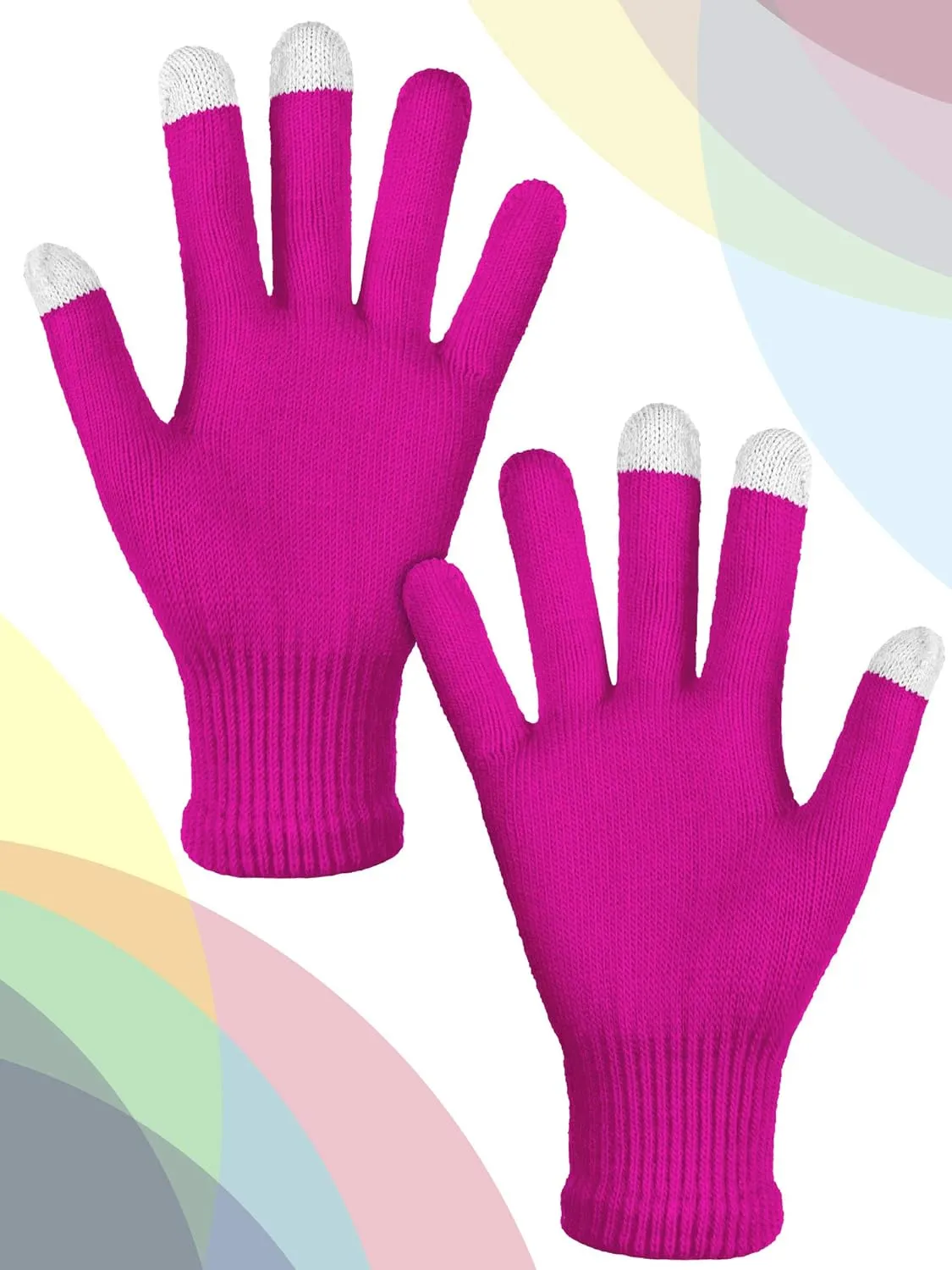 12 Pairs Winter Touch Screen Gloves For Men Women Stretch Knitted Texting Gloves Warm Windproof Solid Color Mittens