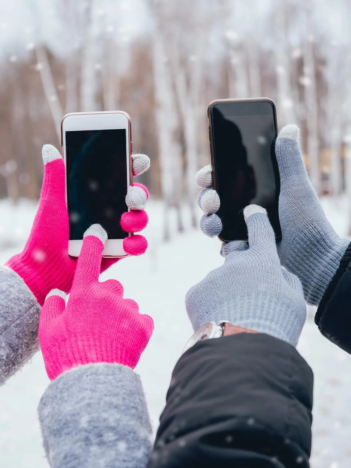 12 Pairs Winter Touch Screen Gloves For Men Women Stretch Knitted Texting Gloves Warm Windproof Solid Color Mittens