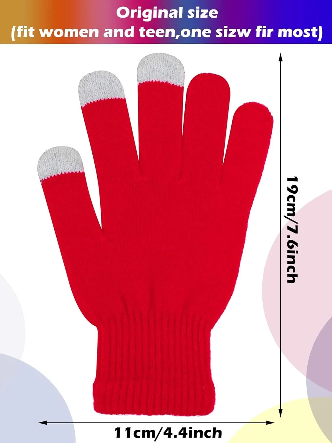 12 Pairs Winter Touch Screen Gloves For Men Women Stretch Knitted Texting Gloves Warm Windproof Solid Color Mittens