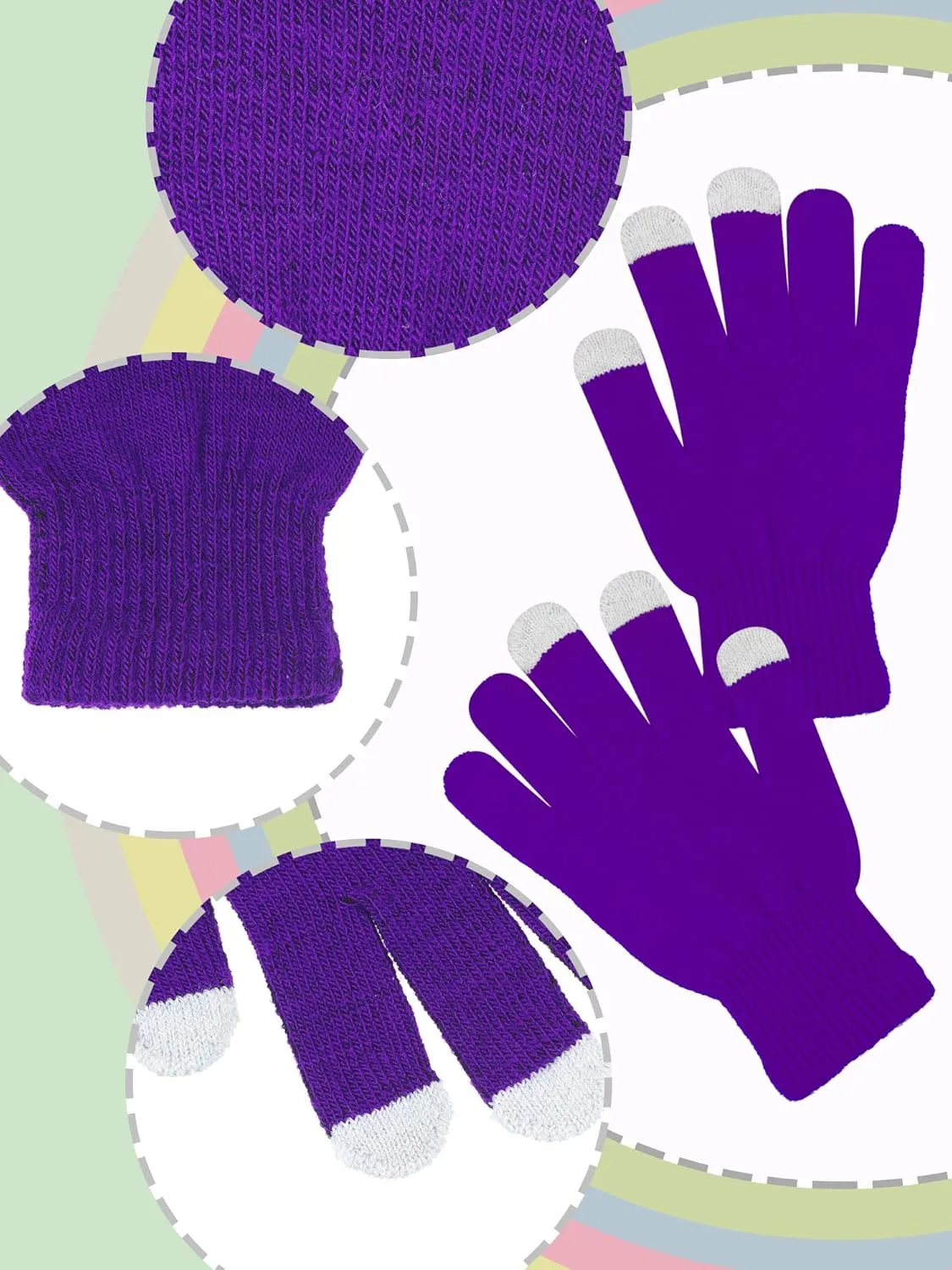 12 Pairs Winter Touch Screen Gloves For Men Women Stretch Knitted Texting Gloves Warm Windproof Solid Color Mittens
