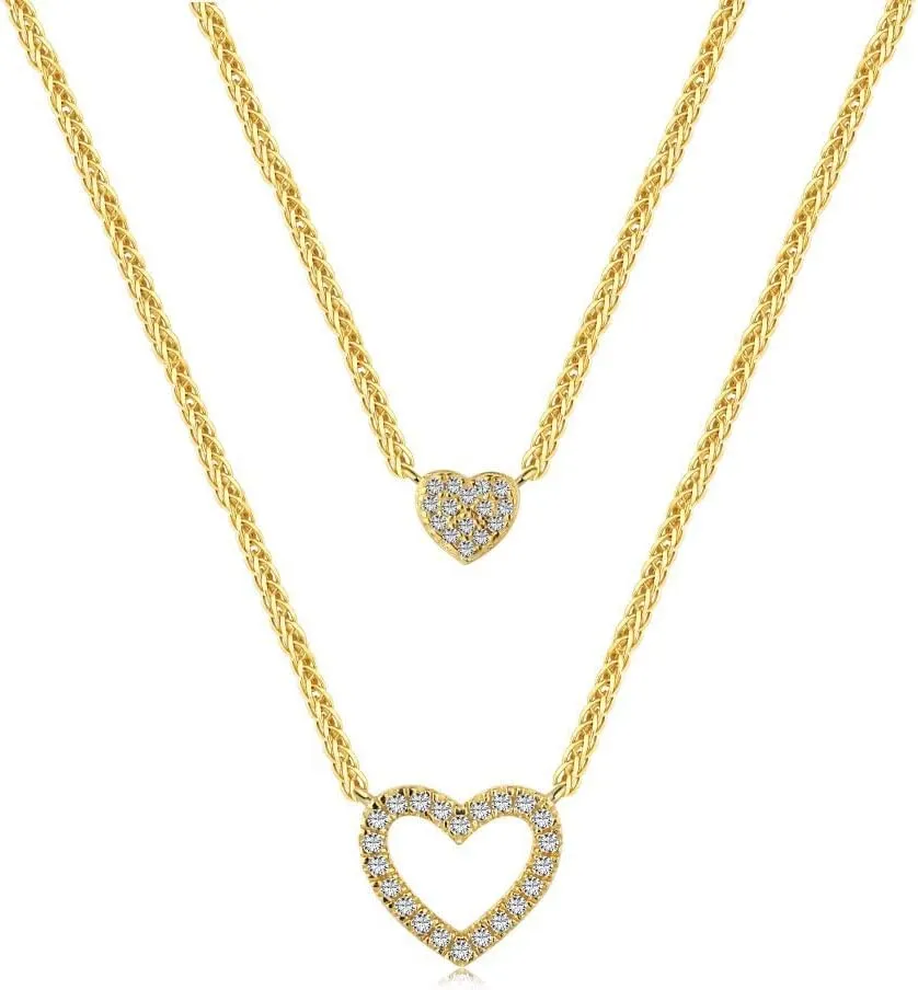 1/2 PCS S925 Sterling Silver Necklaces for Women and Girls,Plated with Gold/Rhodium, Waterproof and Fade-less Necklaces for Girl's
