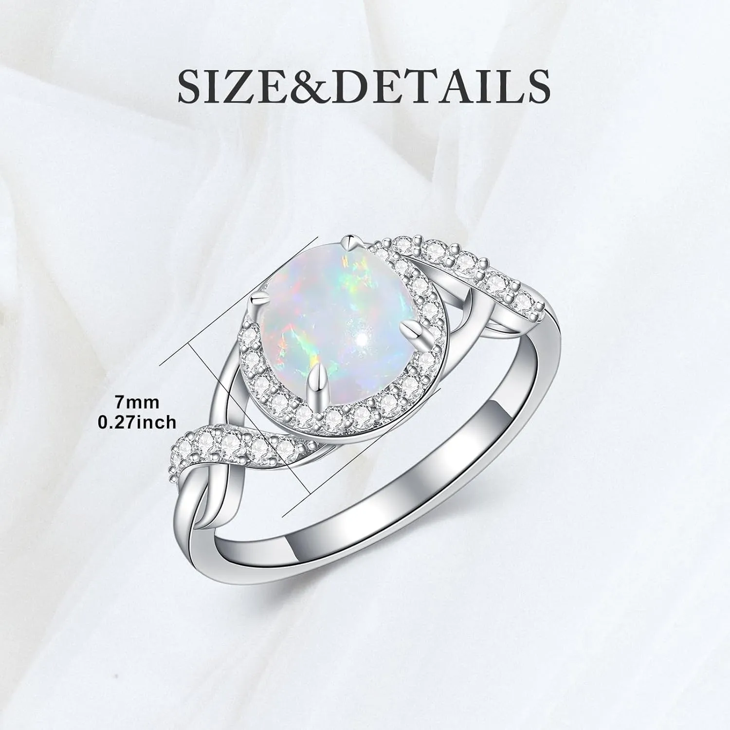 1.25ctw Round Opal Rings For Women 925 Sterling Silver Genuine Halo Opal Engagement Ring October Birthstone Opal Anniversary Promise Ring for Her
