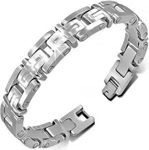 12.5mm Stainless Steel Geometric Criss Cross Mens Bracelet