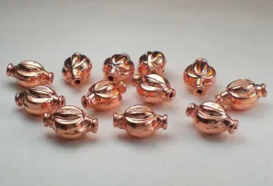 12mm Solid Copper Fluted Beads Copper Beads 12 pcs. GC-332