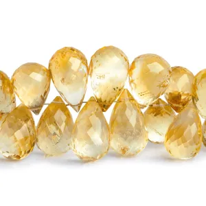 13x8mm Citrine Faceted Teardrops 7.5 inch 55 beads