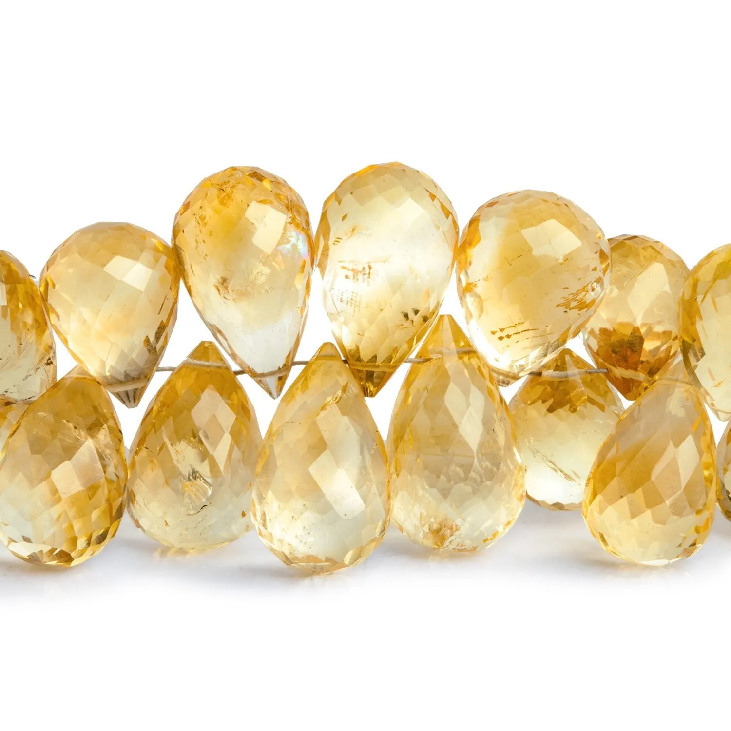13x8mm Citrine Faceted Teardrops 7.5 inch 55 beads