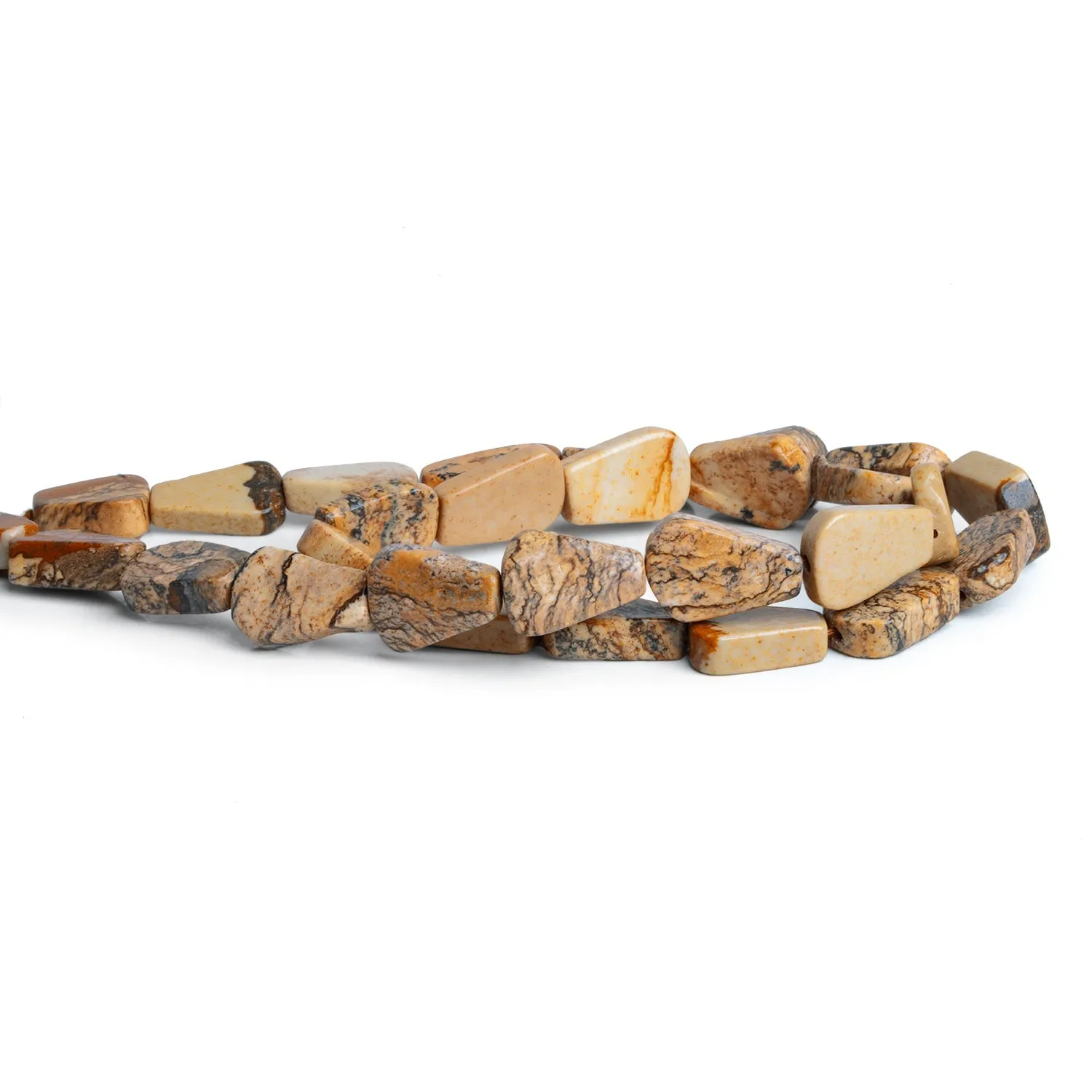 13x9mm Picture Jasper Handcut Pears 12 inch 28 beads