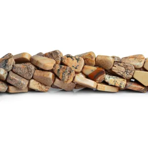 13x9mm Picture Jasper Handcut Pears 12 inch 28 beads