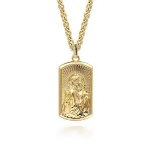 14K Gold & Diamond Virgin Mary and Jesus Men's Pendant - Classic Design