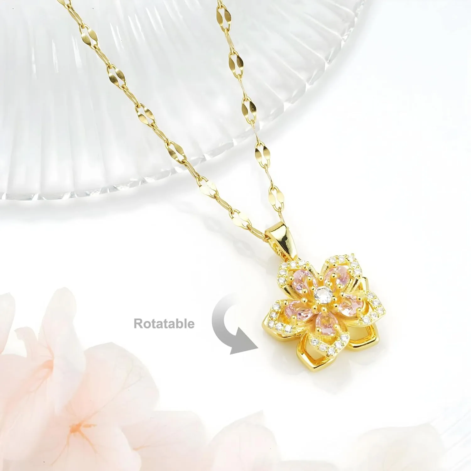 14k Gold Plated Solitaire Necklace for Women, Dainty Cz Pendant Chain Choker, Trendy Layered Gold Jewelry Gift for Her