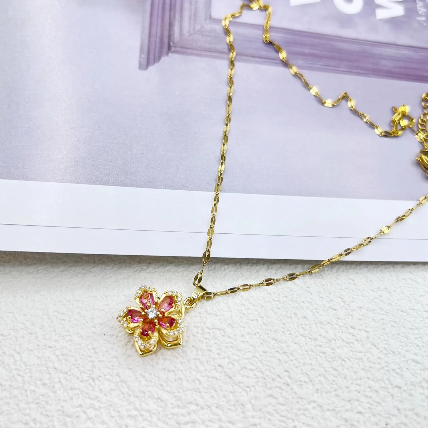 14k Gold Plated Solitaire Necklace for Women, Dainty Cz Pendant Chain Choker, Trendy Layered Gold Jewelry Gift for Her