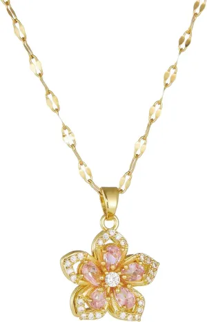 14k Gold Plated Solitaire Necklace for Women, Dainty Cz Pendant Chain Choker, Trendy Layered Gold Jewelry Gift for Her