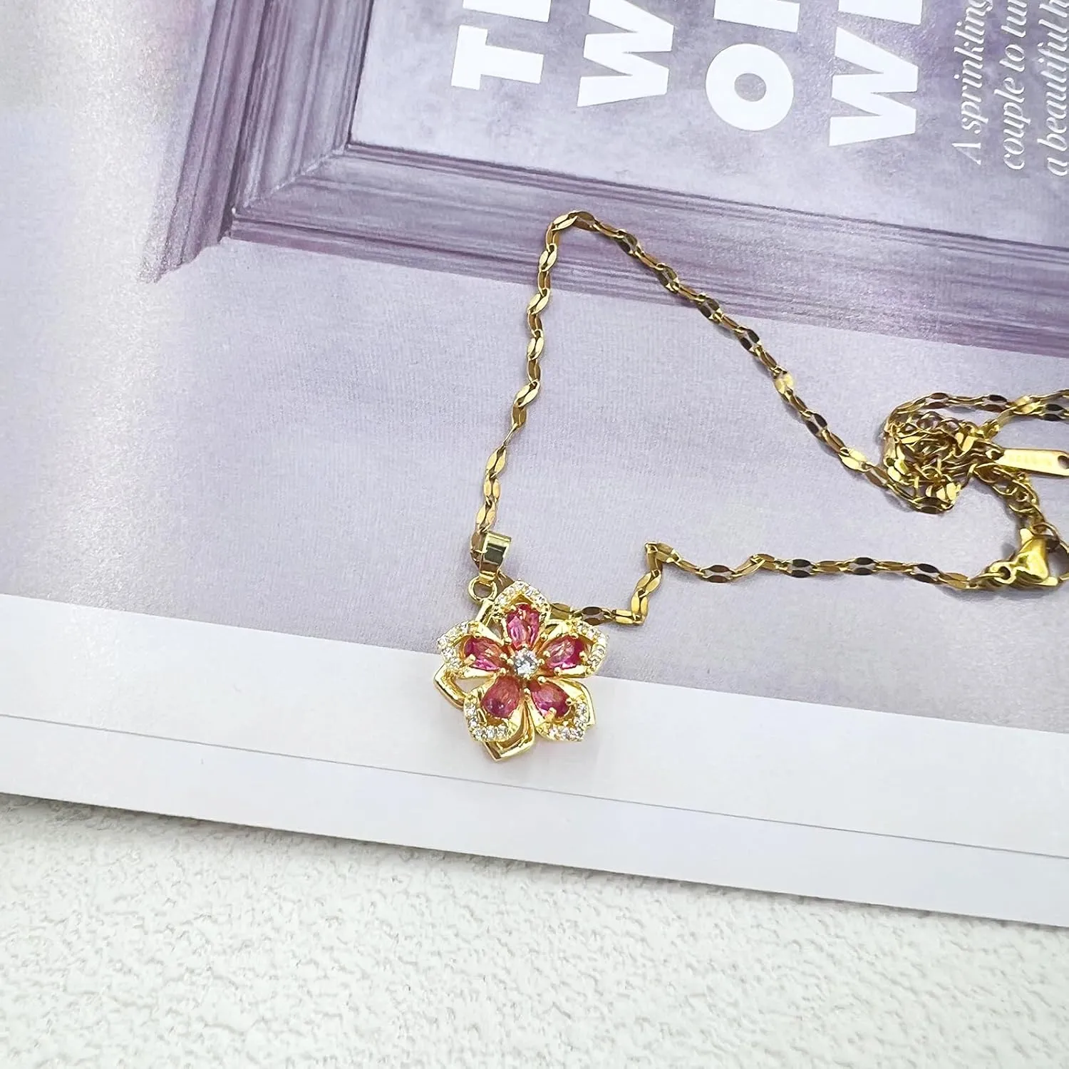14k Gold Plated Solitaire Necklace for Women, Dainty Cz Pendant Chain Choker, Trendy Layered Gold Jewelry Gift for Her
