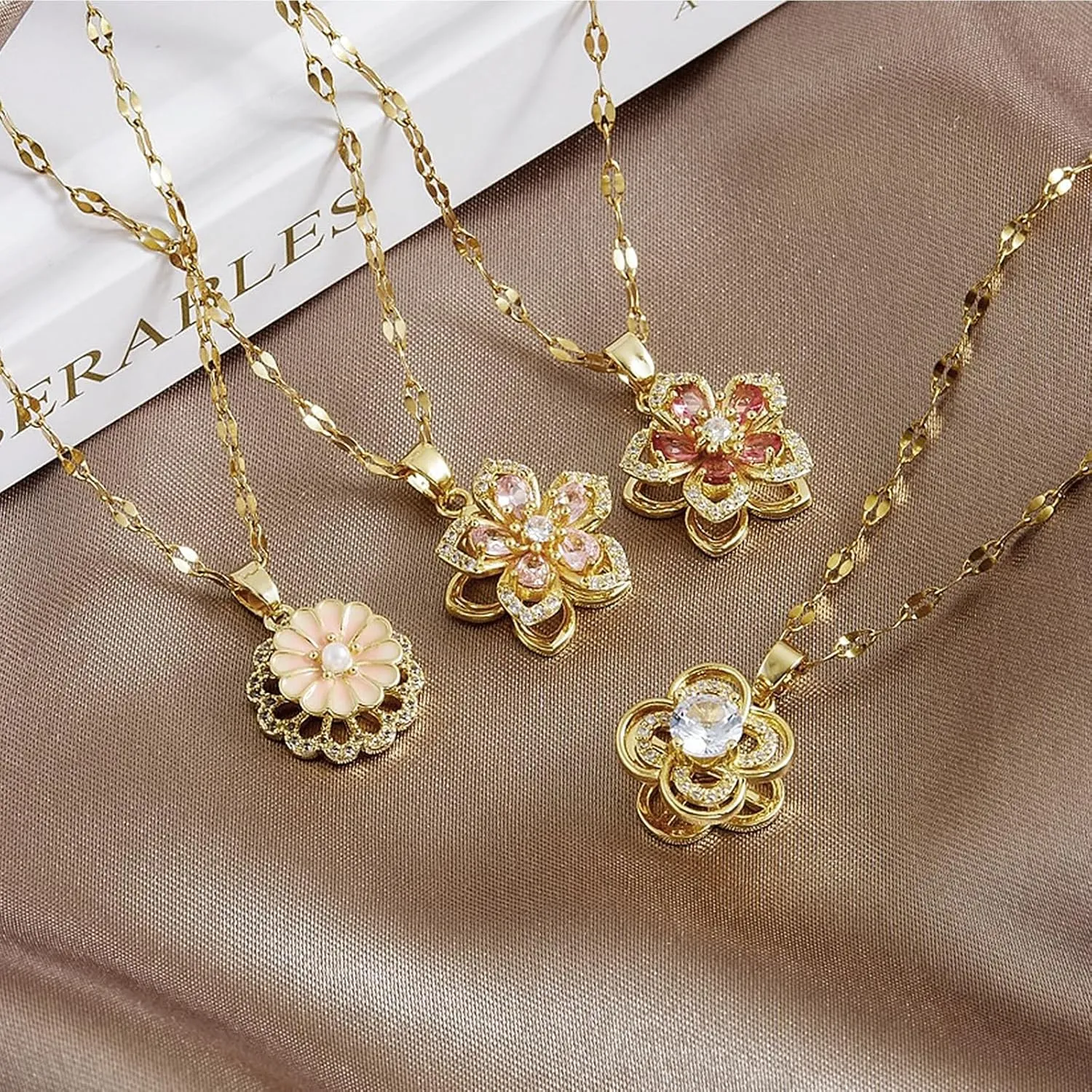 14k Gold Plated Solitaire Necklace for Women, Dainty Cz Pendant Chain Choker, Trendy Layered Gold Jewelry Gift for Her
