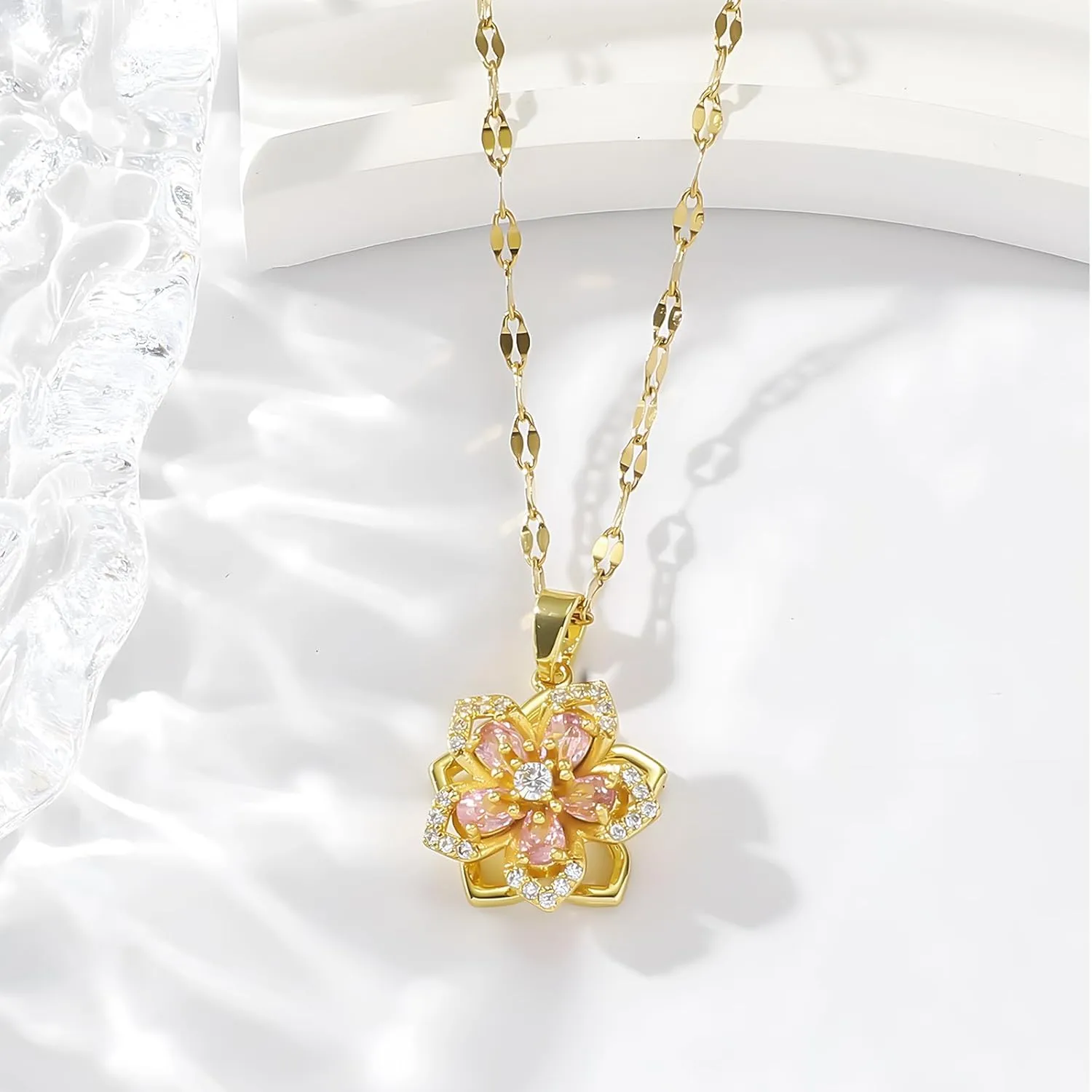 14k Gold Plated Solitaire Necklace for Women, Dainty Cz Pendant Chain Choker, Trendy Layered Gold Jewelry Gift for Her