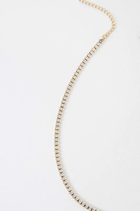 14k Gold Plating Tennis Necklace