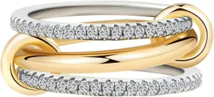 14k Gold Silver Plated Stackable Rings for Women Minimalist Moissanite Cubic Zirconia Dainty Mixed Metal Two Tone Gemstone Stacked Travel Faux Diamond Rings Set Non Tarnish Statement Knuckle Jewelry
