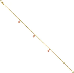 14k Two tone Gold Womens Ladybug Charm Anklet - Jewelry Gift for Mom