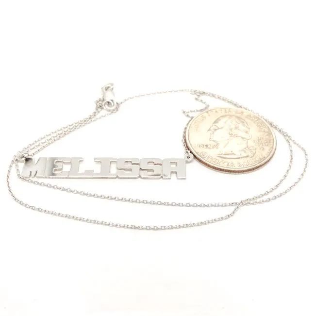 14K W Gold Block Font Name Necklace