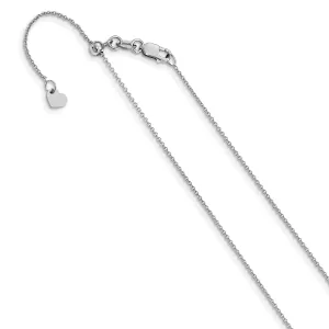 14K White Gold 7 m Round Cable Adjustable Chain