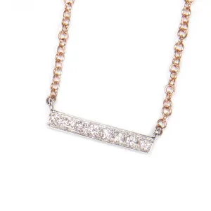 14k White Gold & Rose Gold Diamond Bar Pendant