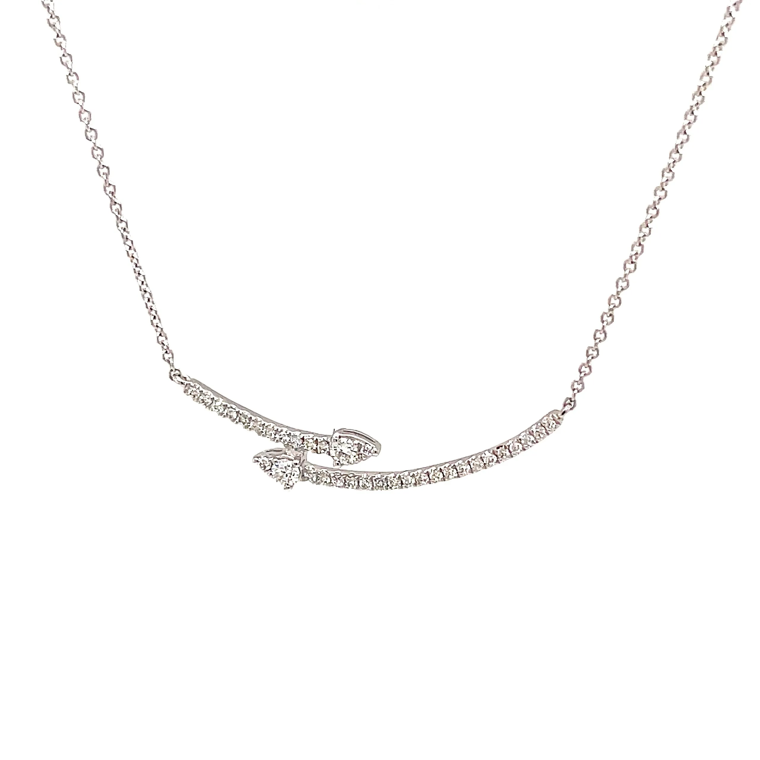 14k White Gold Arrow Diamond Necklace