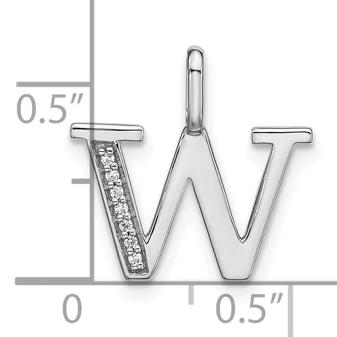 14K White Gold Diamond 0.025-CT Lower Case Style W Initial Charm Pendant