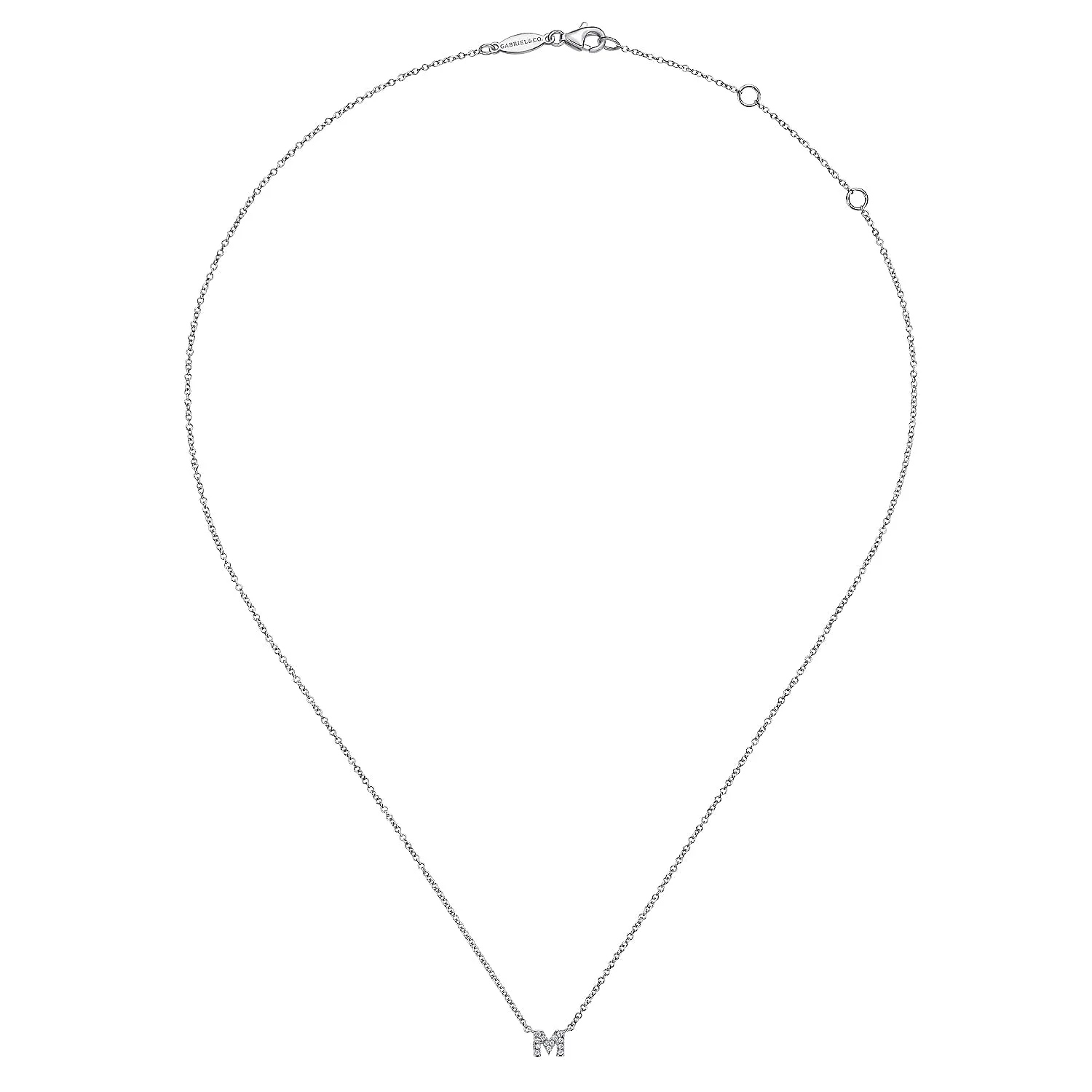 14K White Gold Diamond M Initial Pendant Necklace NK4577M-W45JJ