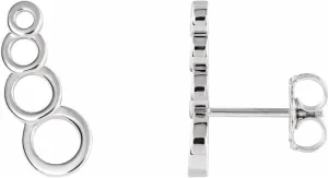 14K White Gold Geometric Ear Climbers Earrings