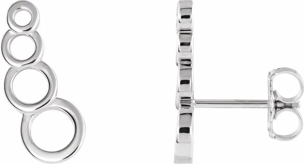 14k White Gold Geometric Ear Climbers