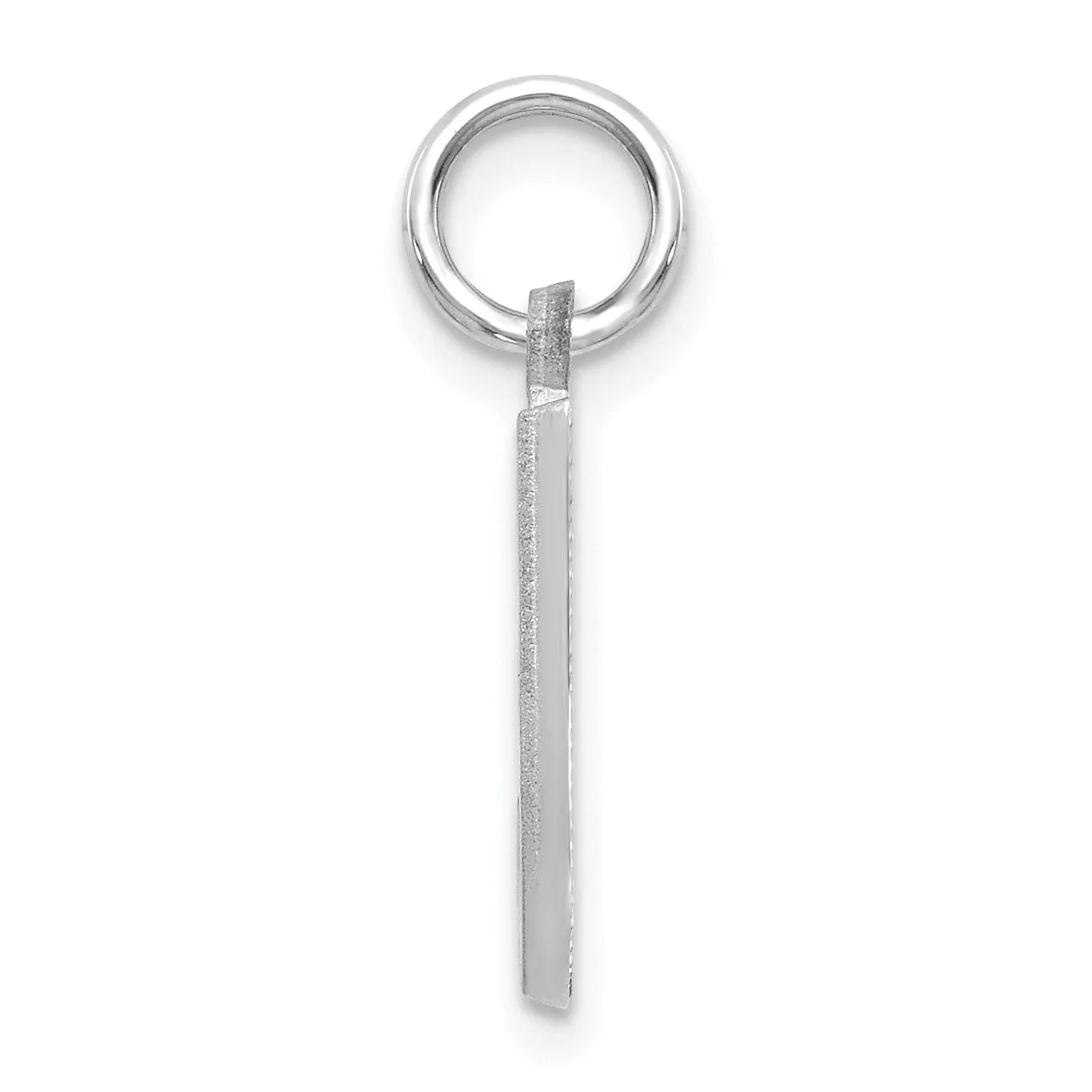 14k White Gold Satin Diamond Cut Finish Letter J Initial Pendant